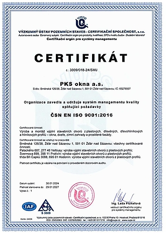 Certifikáty ISO 9001 a ISO 14001